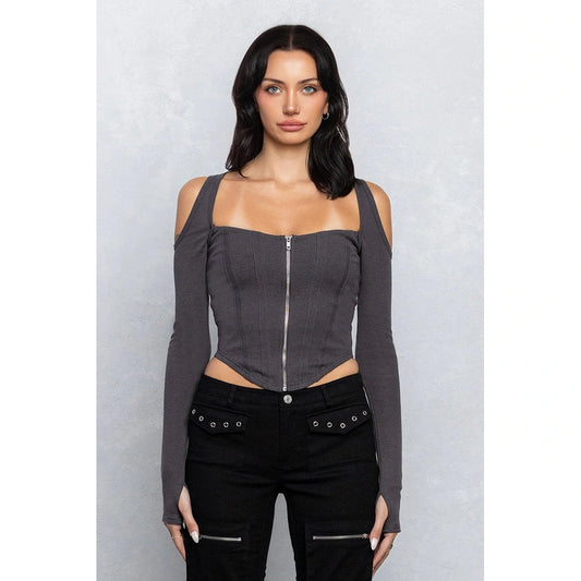 Sultry Siren Zip-Front Corset Top