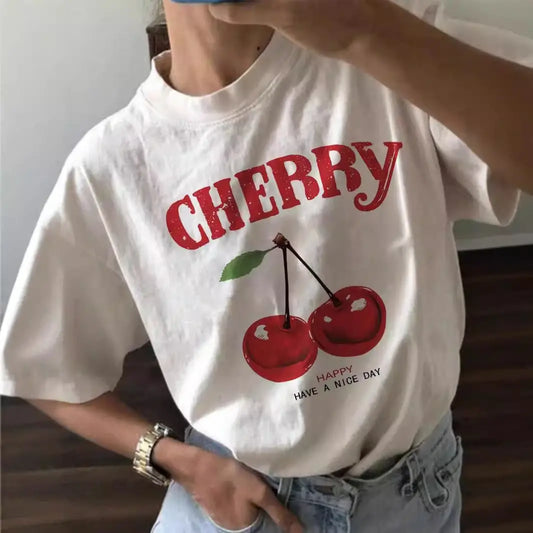 Casual Cherry Graphic T-shirt