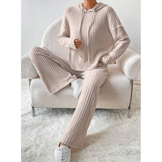 Luxe Ribbed Lounge Set with Hoodie