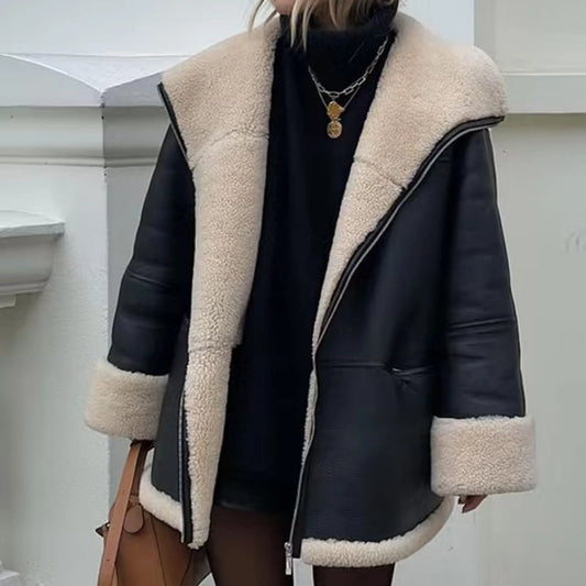 Luxe Sherpa-Lined Faux Leather Jacket