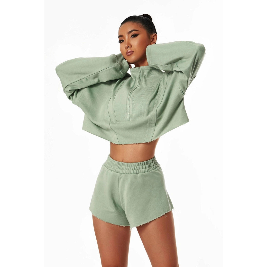 Relaxed Fit Cropped Pullover and Shorts