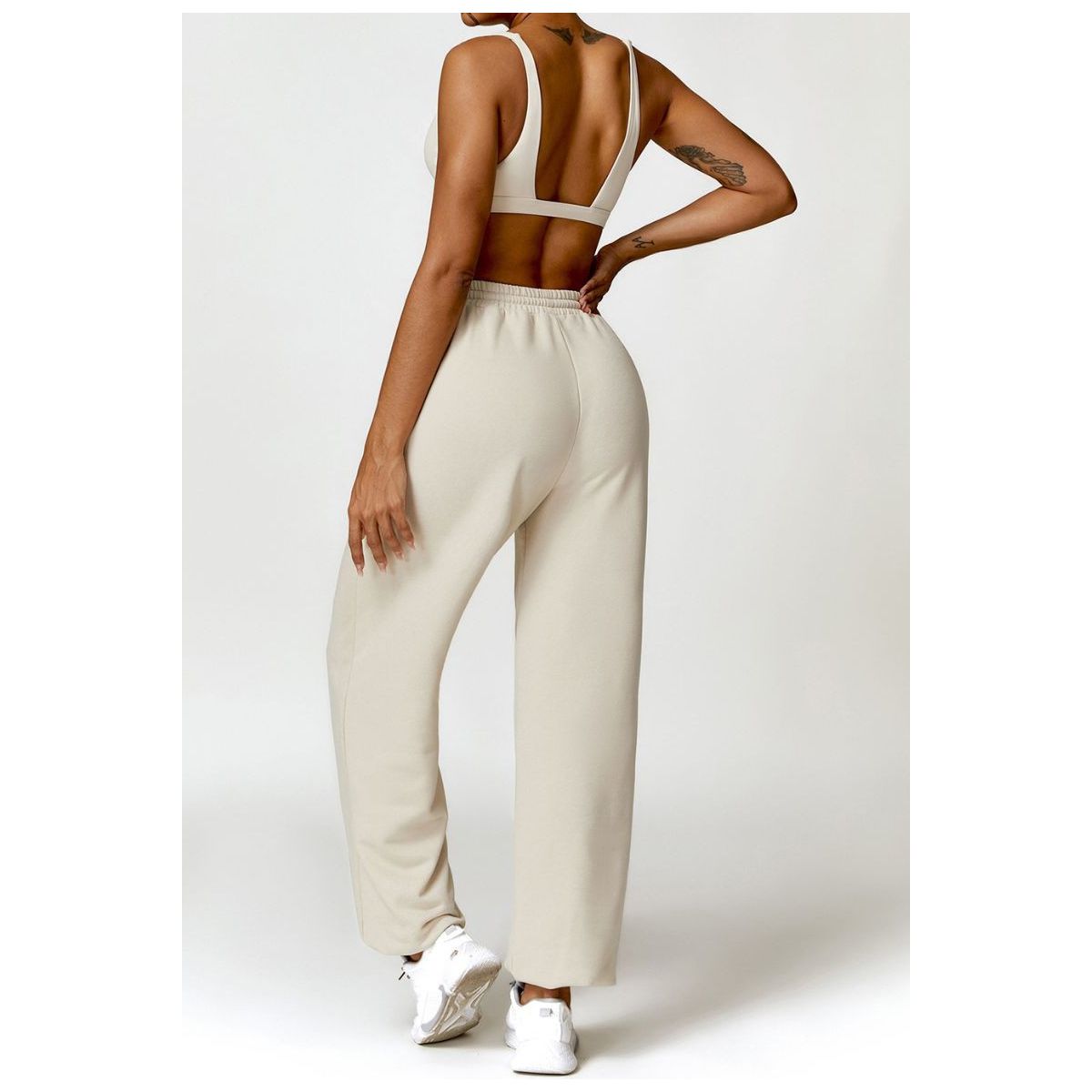 High-Waist Jogger-Style Pants and Sport Bra Set