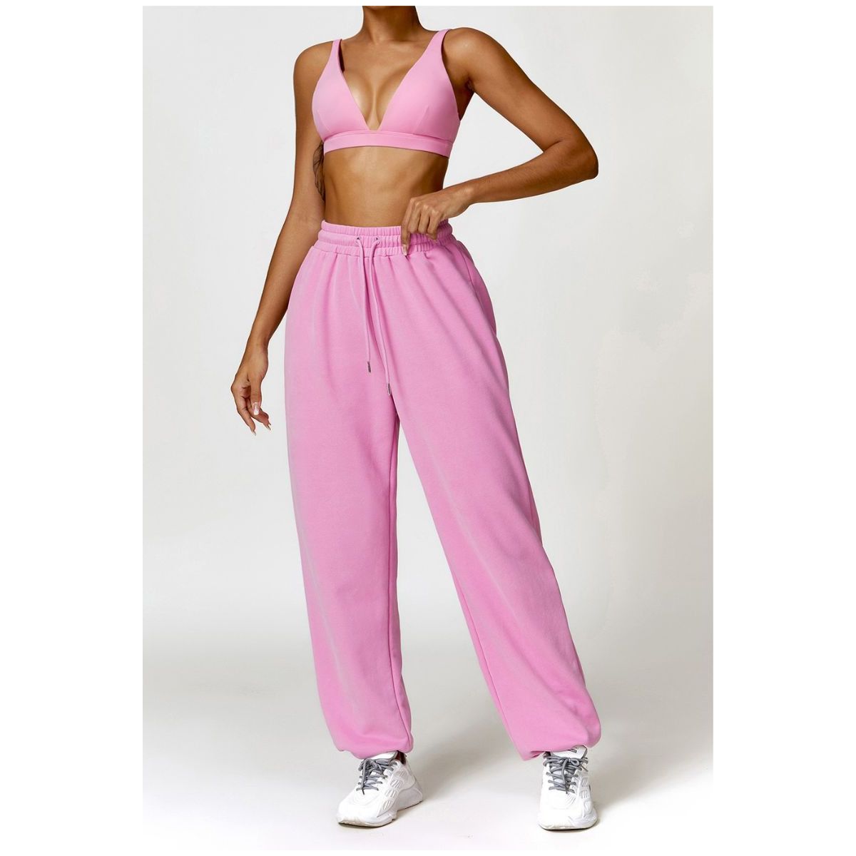 High-Waist Jogger-Style Pants and Sport Bra Set