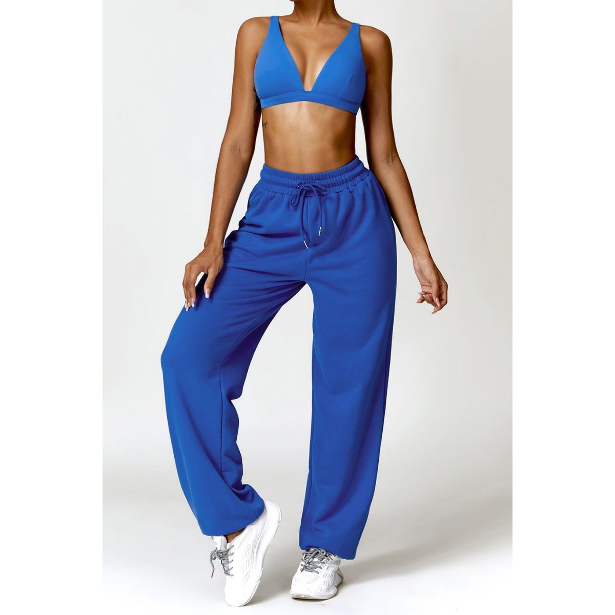 High-Waist Jogger-Style Pants and Sport Bra Set