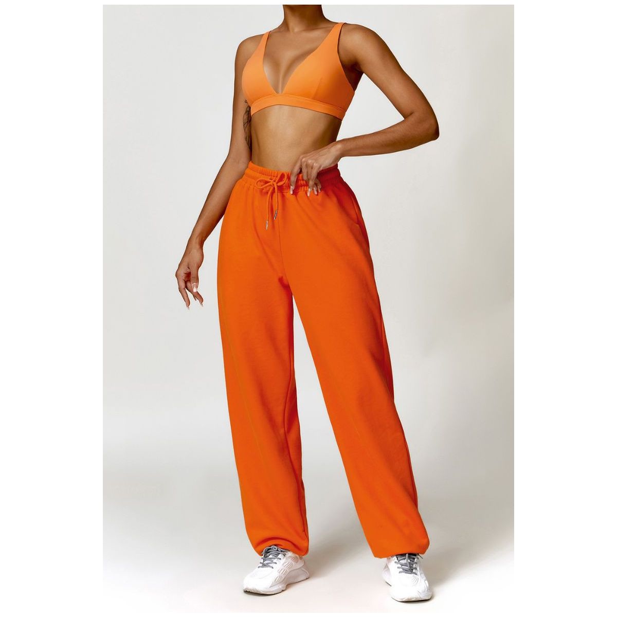 High-Waist Jogger-Style Pants and Sport Bra Set