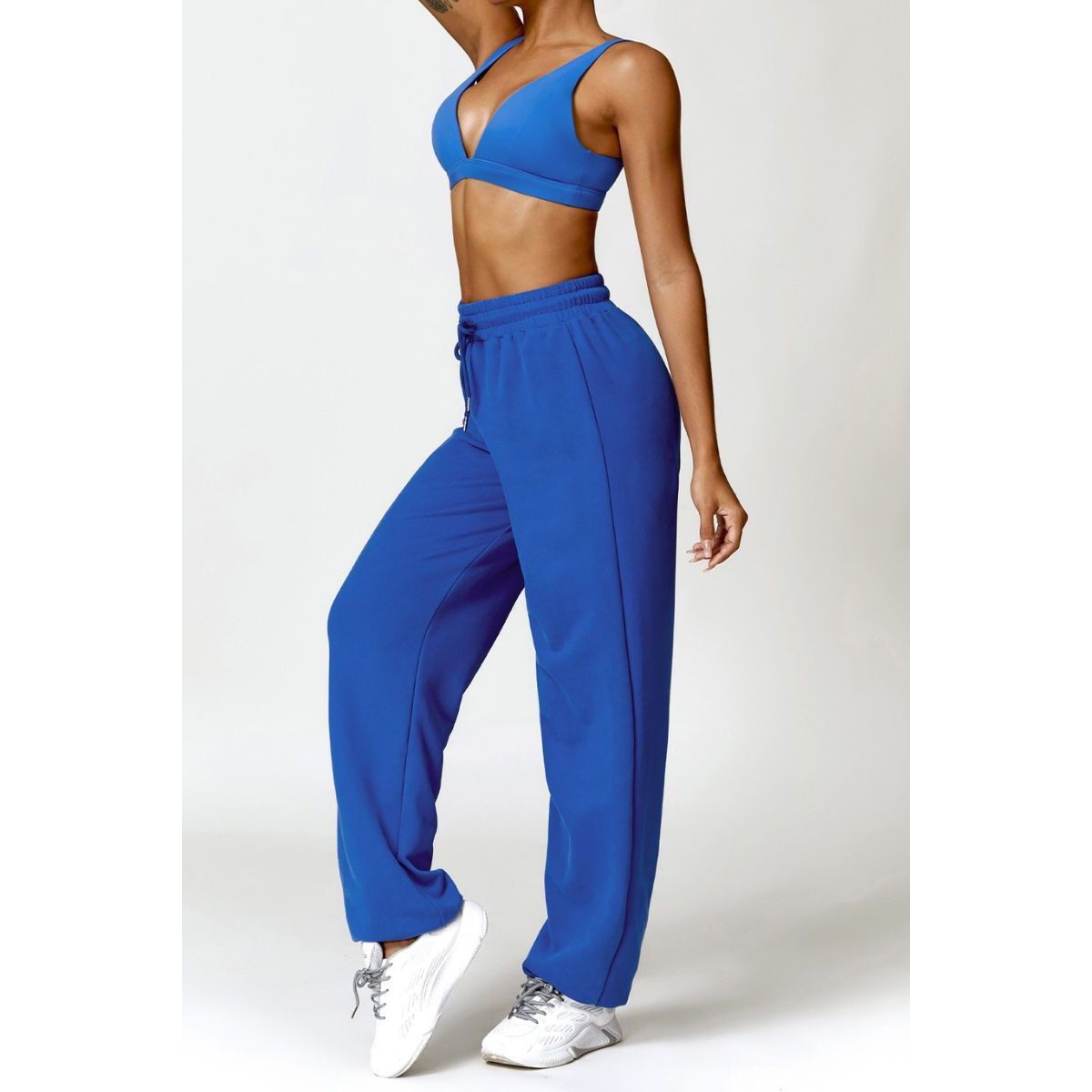 High-Waist Jogger-Style Pants and Sport Bra Set