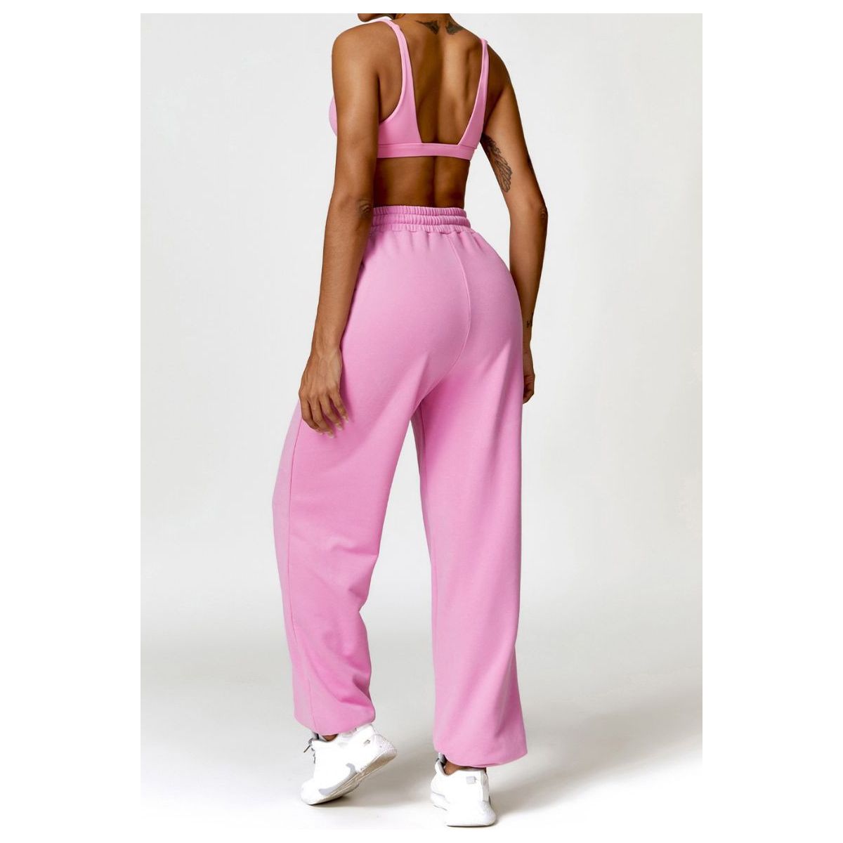 High-Waist Jogger-Style Pants and Sport Bra Set