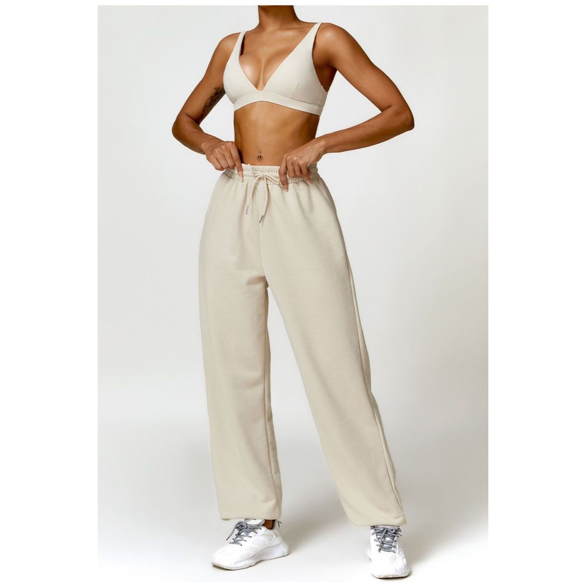 High-Waist Jogger-Style Pants and Sport Bra Set