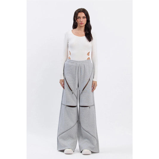 Wide-Leg Zip Cargo Pants