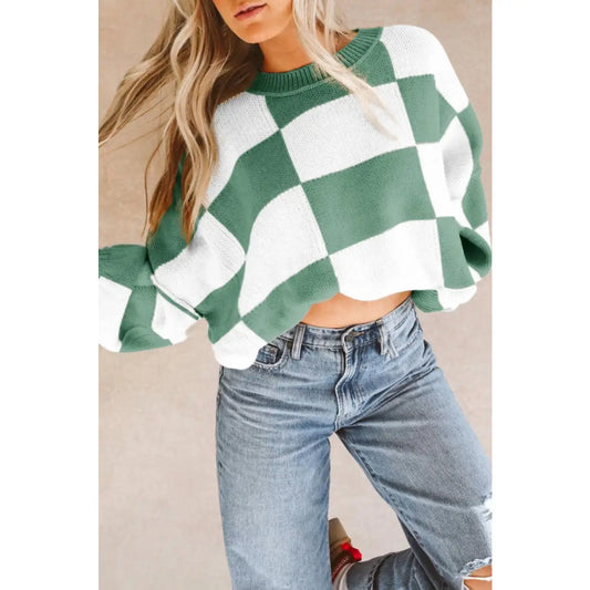 Checkered Knit Sweater