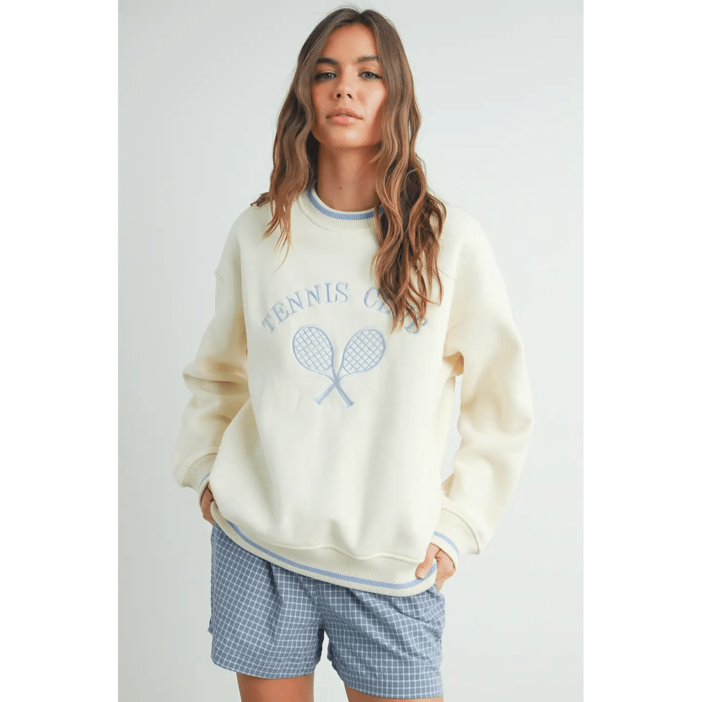 Tennis Club Embroidered Crewneck Sweatshirt