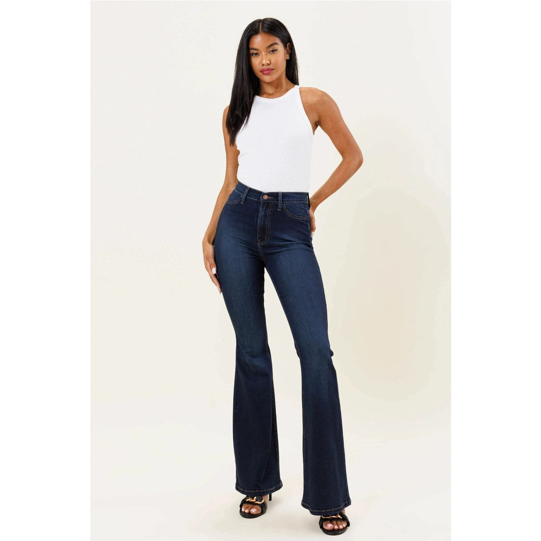 Cascading Denim Flare Jeans