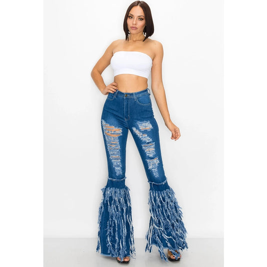 Cascade Fringe Flare Jeans