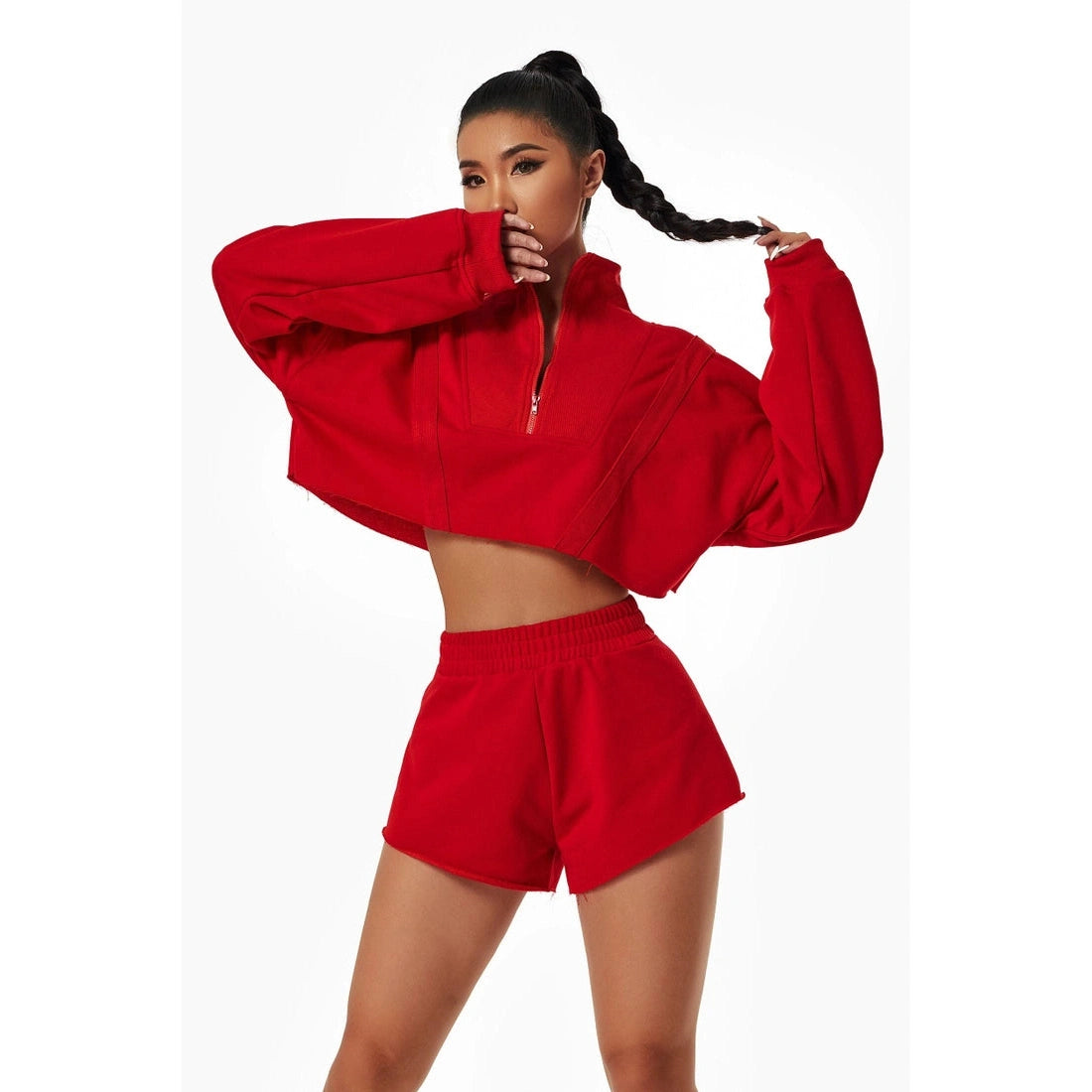 Relaxed Fit Cropped Pullover and Shorts