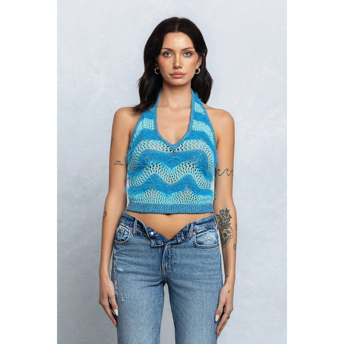 Skywave Halter Knit Top