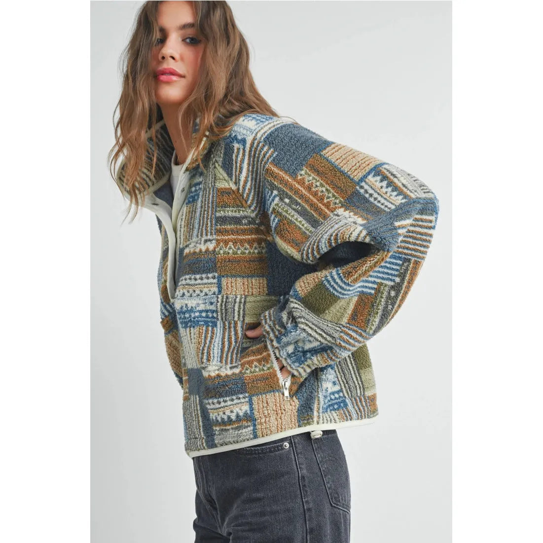 Vintage Cozy Patchwork Fleece Pullover