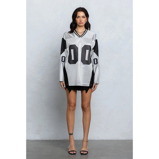 Metallic Varsity Oversized Jersey