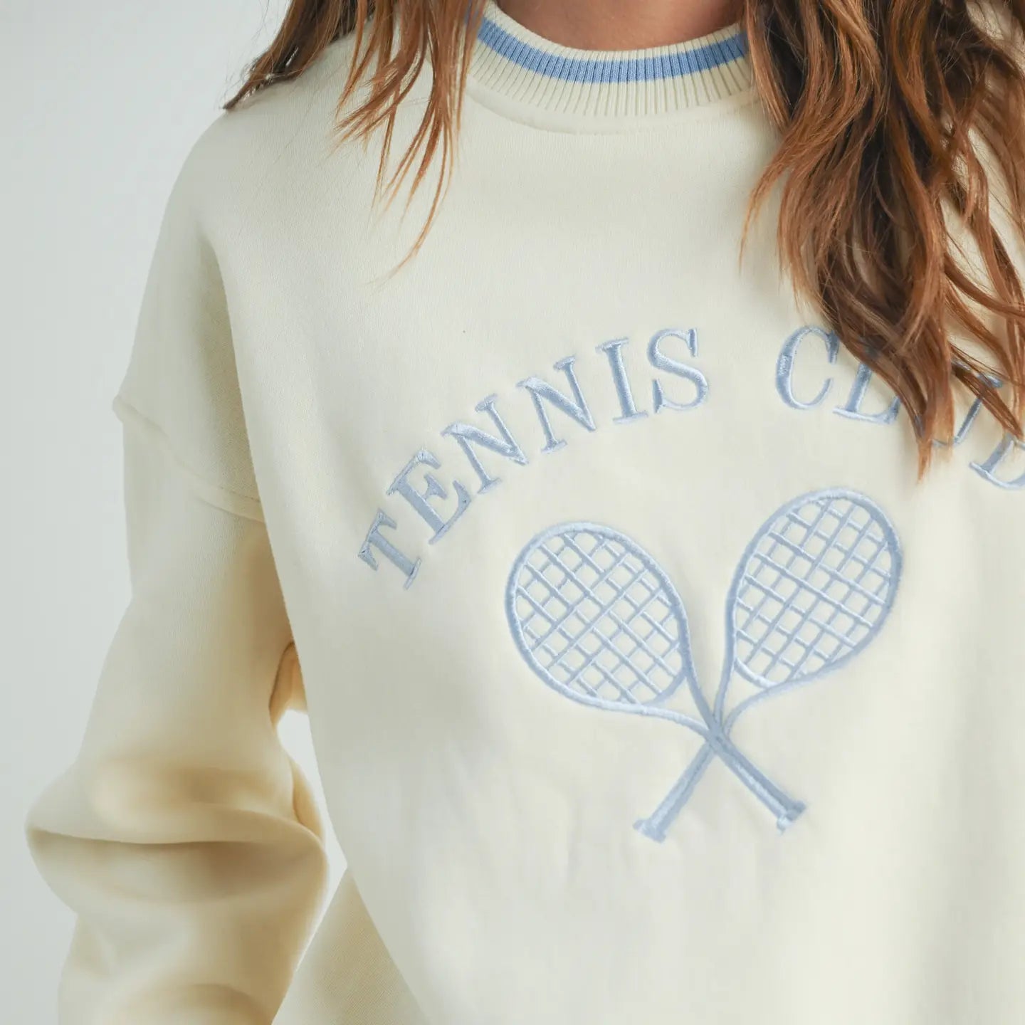 Tennis Club Embroidered Crewneck Sweatshirt