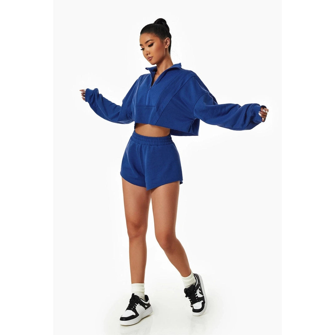 Relaxed Fit Cropped Pullover and Shorts