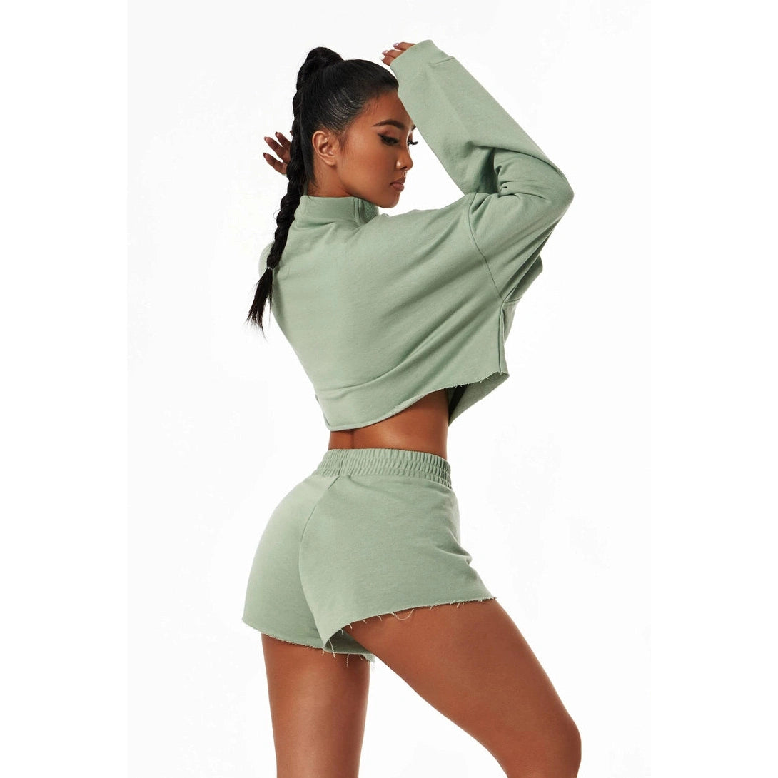 Relaxed Fit Cropped Pullover and Shorts