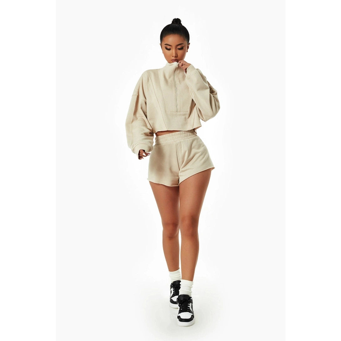 Relaxed Fit Cropped Pullover and Shorts