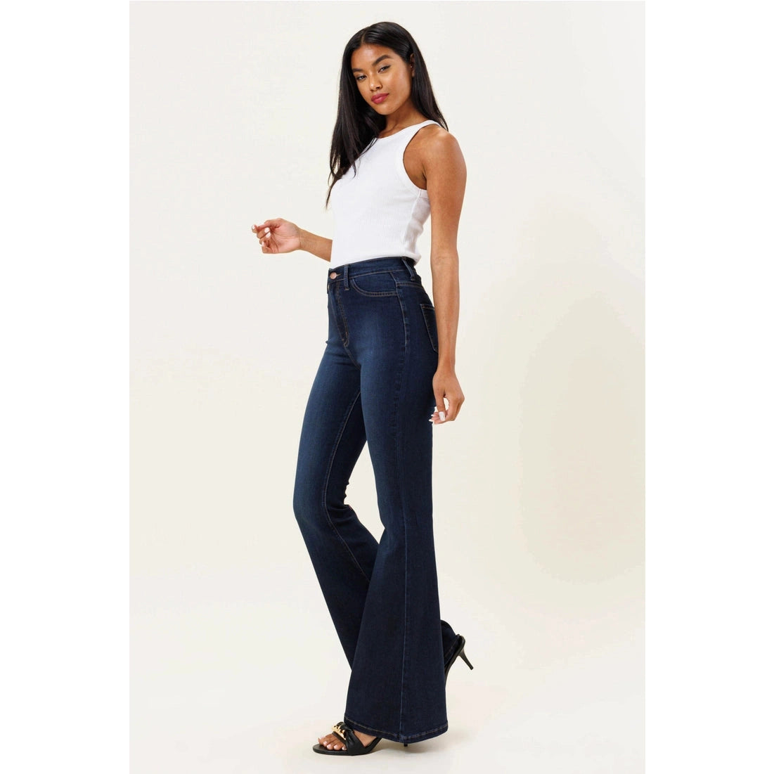 Cascading Denim Flare Jeans