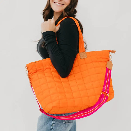 Vibrant Quilted Tote Bag with Adjustable Strap